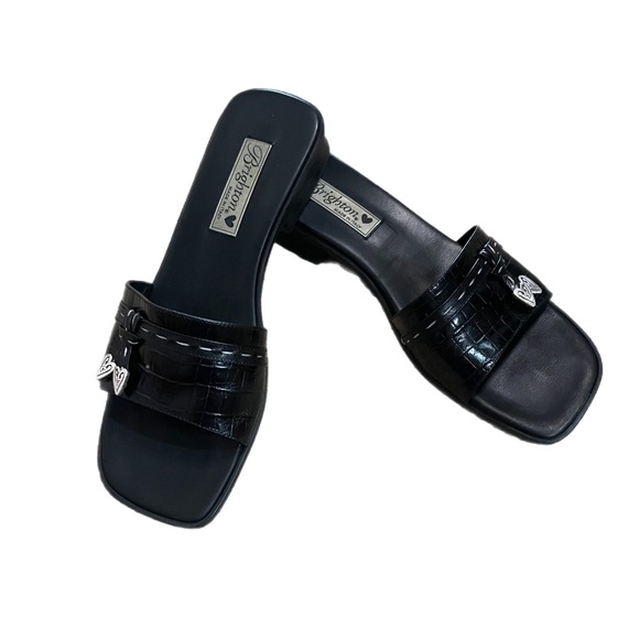Brighton Shoes - Brighton Croc Embossed Black Sandals